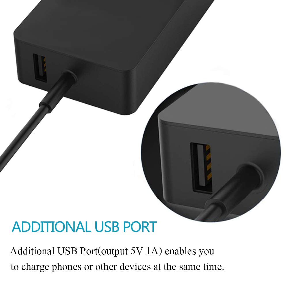 XITAIAN 15V 6.33A 102W 1798 Adapter Netzteil Ladegerät Ladekabel Ersatz für Microsoft Surface Book 2 13.5 inch Core i7 i5 Model 1832 1835 15" USB-Ladeanschluss