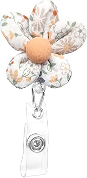 Flower Badge Reel Holder Retractable Clip Cute Floral Badge Reels Decorative Daisy ID Clip for Nurses Medical Assistant Hospital Women - White Daisy