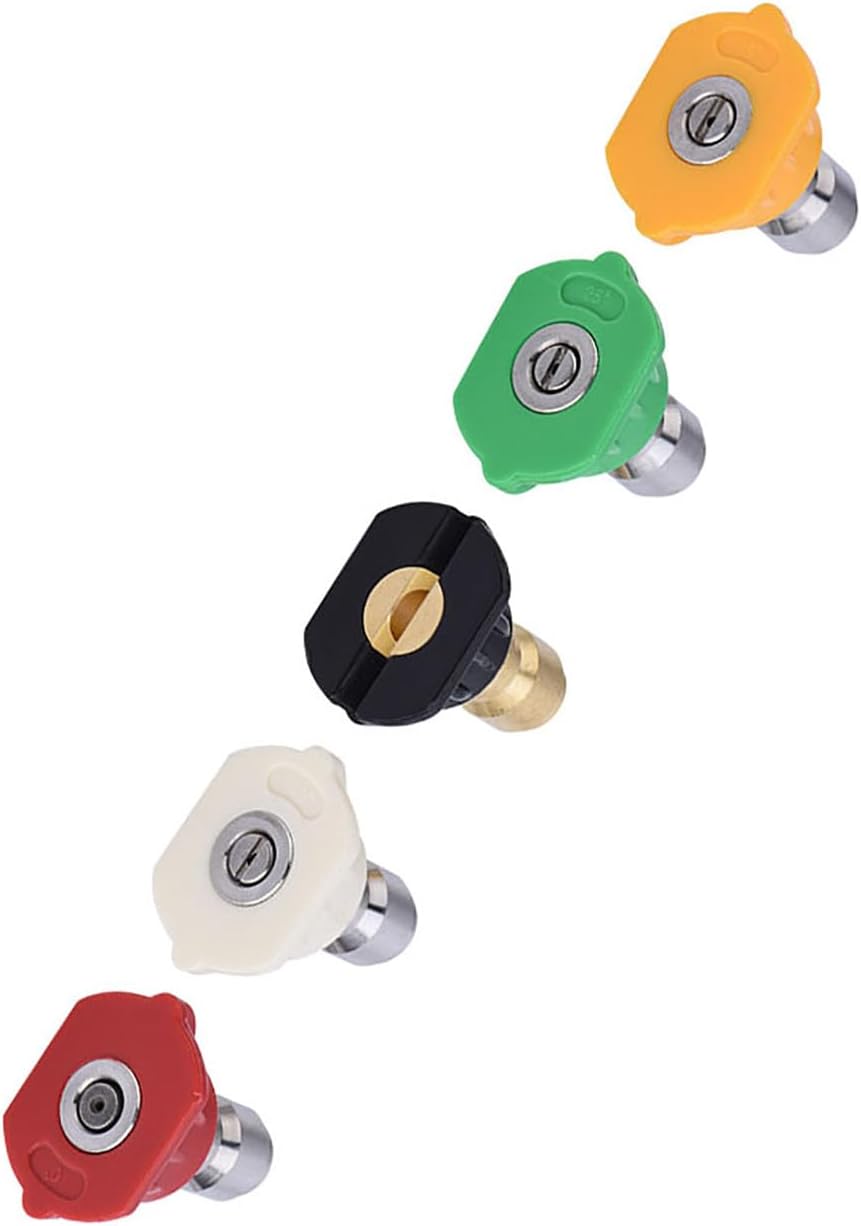 Pressure Washer Tips, 5 Pcs Pressure Power Washer Nozzle Tips for 1/4'' Quick Connect, 4000 PSI Multiple Degrees Pressure Washer Spray Nozzle (0, 15, 25, 40, 65) 2.5 GPM