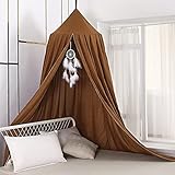 Mengersi Bed Canopy Play Tent for Kids, Round Dome Kids Mosquito Net Indoor Outdoor Castle Hanging House Decoration Reading Nook (Coffee)