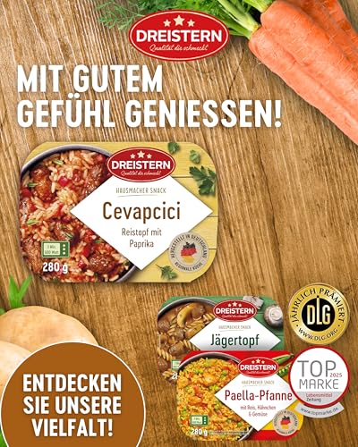 DREISTERN Cevapcici 280g I Mit Paprika & Reis I Herzhaftes Fertiggericht in Mikrowellenschale I Lange Haltbarkeit dank natürlicher Konservierung I Hausmacher Qualität – Bild 7