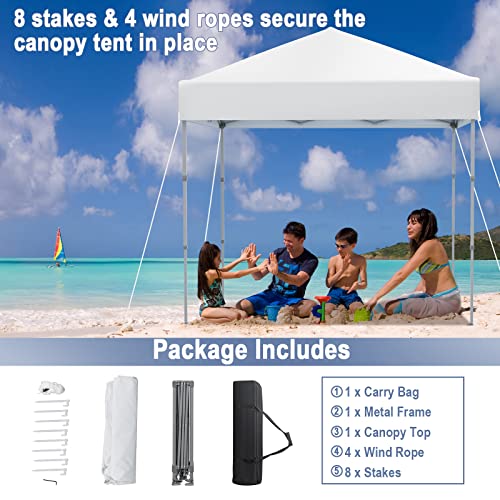 Image of Tangkula 6.6x6.6 Ft Pop Up Canopy, 1 Person Instant Setup Portable Canopy Tent with Center Lock, UPF 50+ Sun Protection, 8 Stakes, 4 Ropes, Carrying Bag