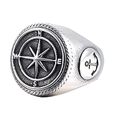 Sinoyp Compass Ring for Men Women Gothic Statement Jewelry Wrap Chunky Pinky Ring Nautical Anchor Rings (10)