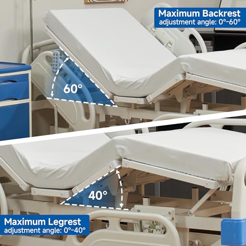 Real Relax 5 Function Full Electric Hospital Bed, Premium Hospital Bed, 4\" Foam Mattress, Individual Locking, 5\" Casters, IV Pole, for Home Use, Hospital ICU Bed, 400LBS Load Bearing - Thumbnail 4