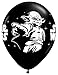 Qualatex Star Wars Biodegradable Latex Balloons Onyx Black with White Prints All-Around of Darth Vader and Yoda, 11-Inch Round (12-Units)