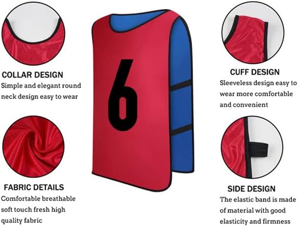 Miniatura 3 de MILLUR Paquete de 12 piñones numerados reversibles, chaleco de doble cara, para fútbol, baloncesto, camisetas de práctica de equipo