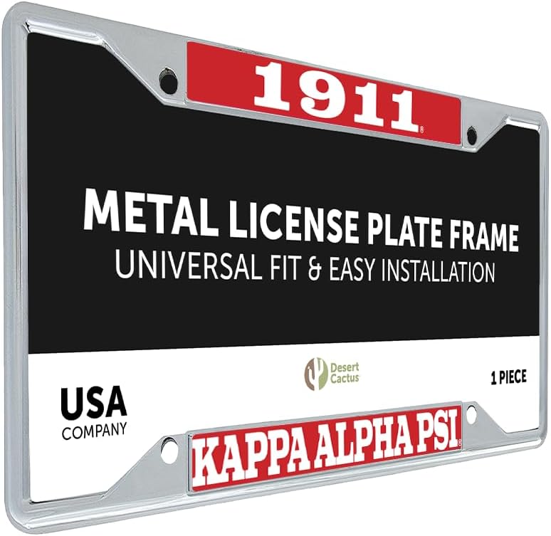 Desert Cactus Kappa Alpha Psi Car Accessories Kappas Nupes Metal License Plate Frame and Tag Holder for Front or Rear of Vehicle (Year/Name)