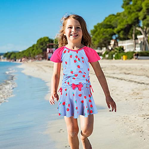 Image of Girls Rash Guard 2 Pieces Bathing Suit UPF50+ Swimsuit with Swimming Skirt Swimwear 2-14Y