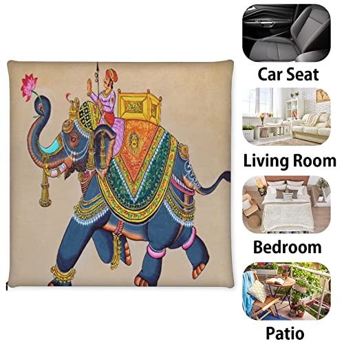 Chair Pads Retro Ethnic Rainbow Elephant Chair Cushions Durable Fabric Chair Pillow, Comfort Softness Seat Cushion For Dining/Office Chair, Thicken Chair Padding For Refurbishment 16X16 In #TOP6