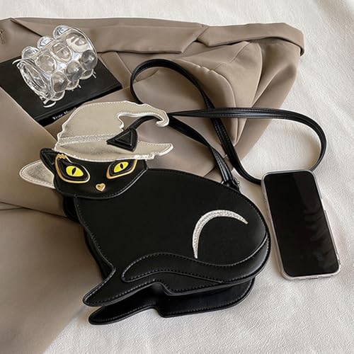 Halloween Purses for Women Novelty Halloween Black Cat Purse Animal Shaped Bags Strap Crossbody Shoulder Bag4