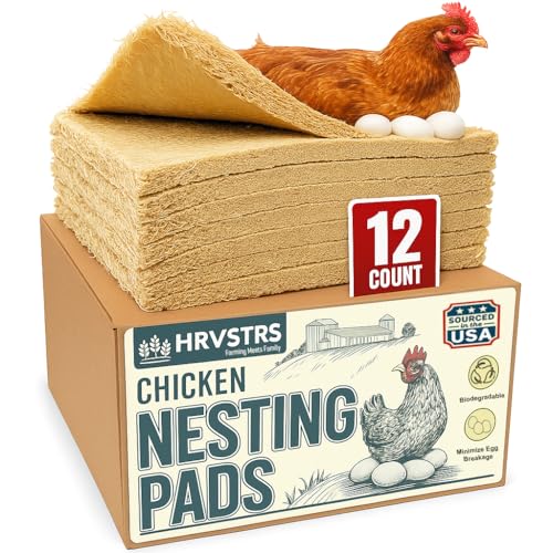 Chicken Nesting Pads for Chicken Coop Accessories - 12 Pack - USA Aspen - Professional Grade Excelsior Bedding - Easy Clean Up - Absorbs Moisture 100% Natural Liners for Laying Hens - Fits 12x12 Box