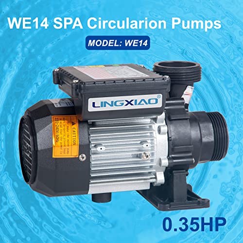 Image of WE14 SPA Circulation Pump, 240V Hot Tub Circulating Pumps Compatible with E14 Circulation Pump 0.35HP, 1.5 inch Port (Model: WE14)
