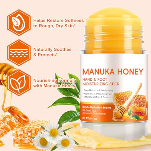 Manuka Honig Fersen & Ellbogencreme - Feuchtigkeitsspendende & Peelende Pflege für Trockene, Rissige Fersen & Füße, Erweichende Hornhautentfernung, für Glatte, Gesunde Haut, 40g