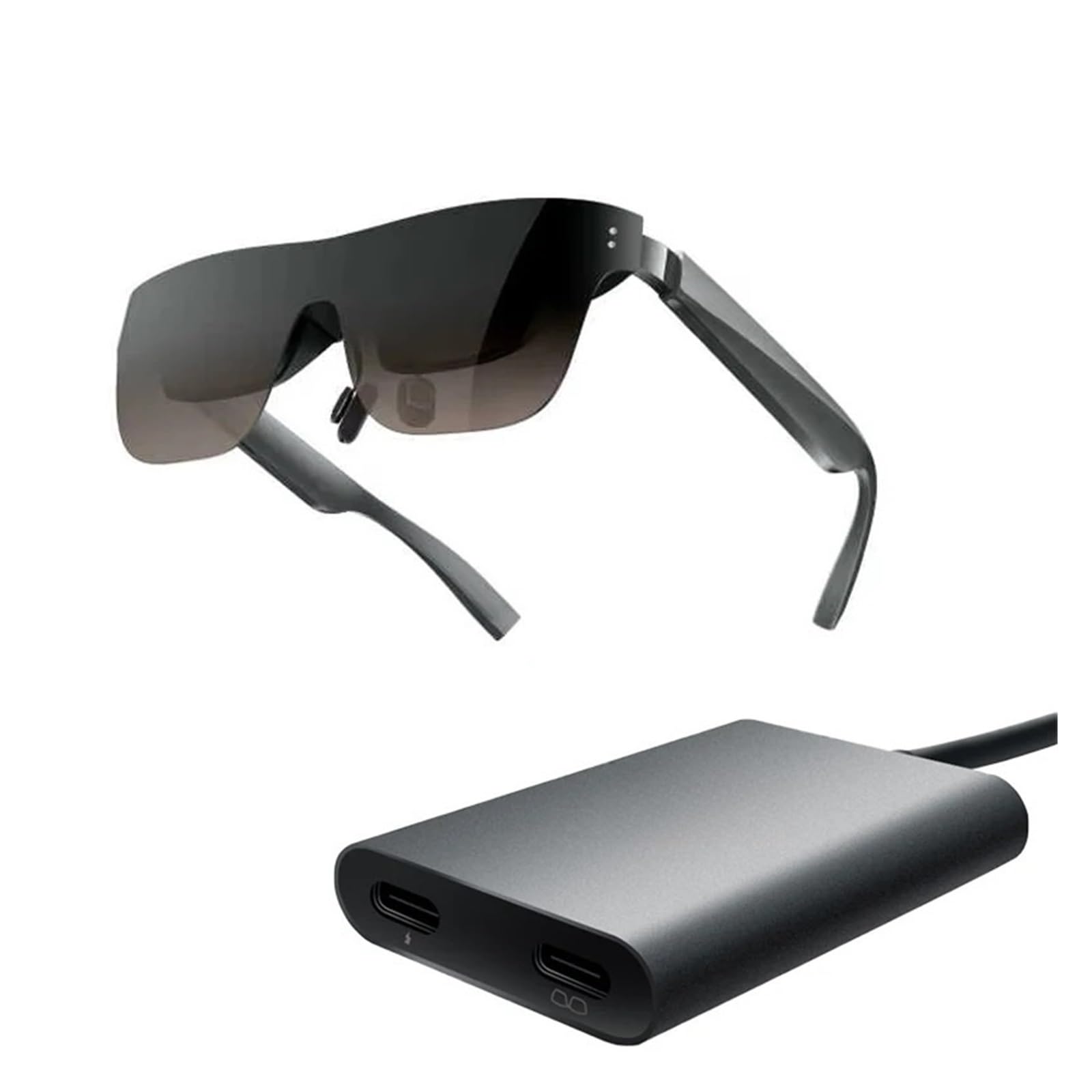 Compatibles con Las Gafas Inteligentes Meizu StarV View AR 3D MAX for Cine Privado, con IA, Realidad Virtual y Pantalla HD for miopía de 0° a 600°.(Gray with Adapter)