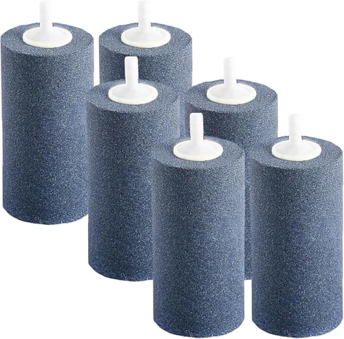 COOMATEC 6-Pack Large Air Stones, Humongous 4 x 2 Inch Round Aerator Stones for Aquarium, Hydroponics, Fish Tank, Koi Pond, Cylinder Bubble Aerator Diffuser for Pump, Growing System