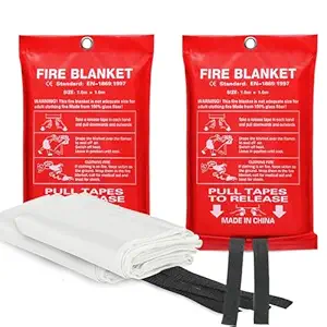 ALKAMI Fire Blanket Emergency for Kitchen, Suppression Flame Retardent Safety Blanket for Home, Schooll, Fireplace, Grill, Car, Office, Warehouse (39 in x 39 in) (2 Pack)