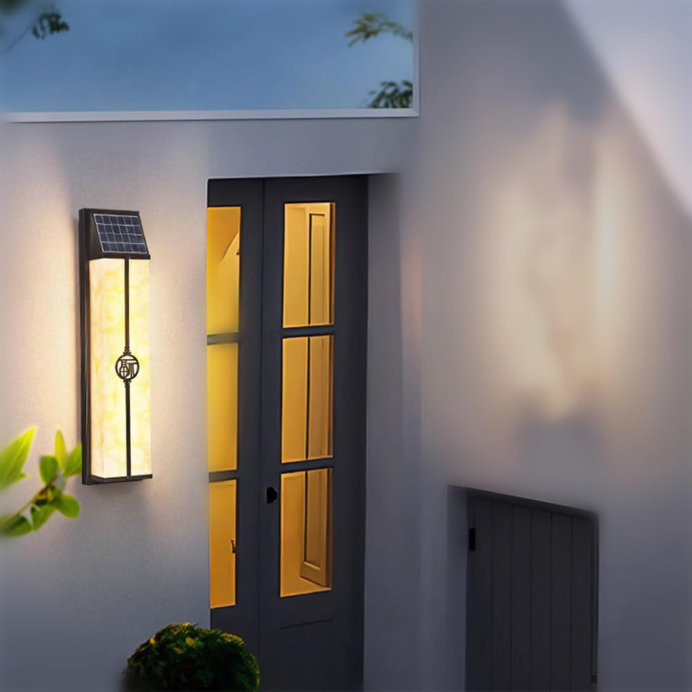 SMCCYYSD Contemporary Solar Outdoor Wall Lamp Simplicity Waterproof Balcony Hallway Courtyard Villa Gate Hotel Garden Enclosing (9244D H60CM Solar)
