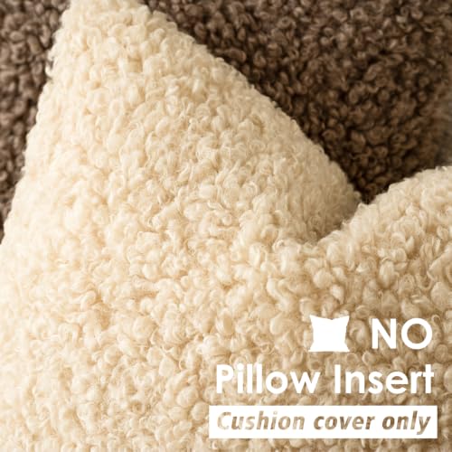 Image of Foindtower Set of 2 18x18 Inch Light Yellow,Faux Fur Throw Pillow Cover Accent Sherpa Furry Pillow Covers Fuzzy Soft Pillowcases Cozy Sheepskin Decorative Fleece Cushion Case for Bed Couch Living Room