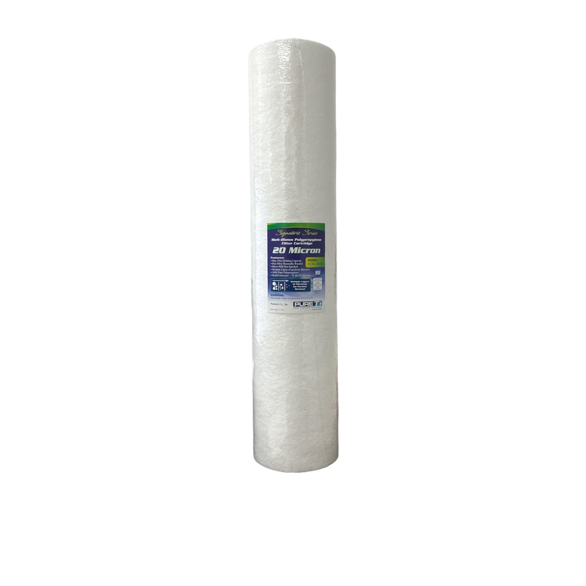 PureT (SC45-20020) Signature Series 20 Micron Spun Polypropylene Sediment Filter - Universal 20" x 4.5" PP Sediment Cartridge