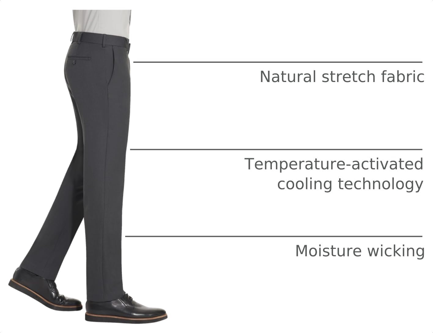 Van Heusen Mens Essential Slim Fit Flat Front Dress Pant, Stretch Fabric & Waistband, Machine Washable