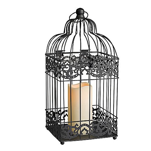 Gerson Metal Square Bird Cage Lantern with Resin LED Candle Amazon.in