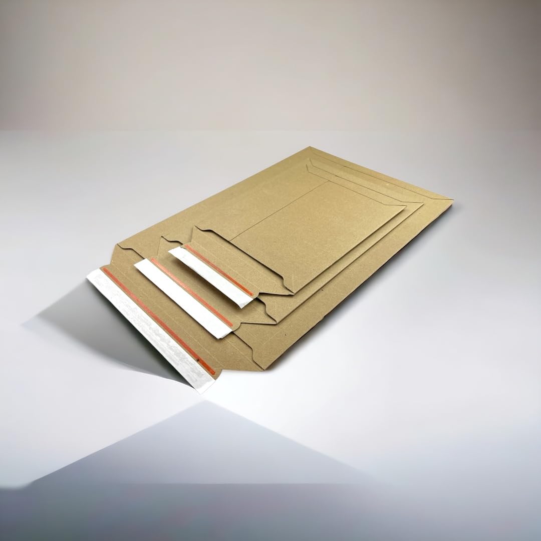 50 Stück DIN A3 Versandtaschen Karton 455x320mm – portooptimierte Versandtaschen Pappe von MA-Verpackungen, selbstklebend mit Aufreißfaden, Füllhöhe bis 50mm – stabile Karton-Versandtaschen