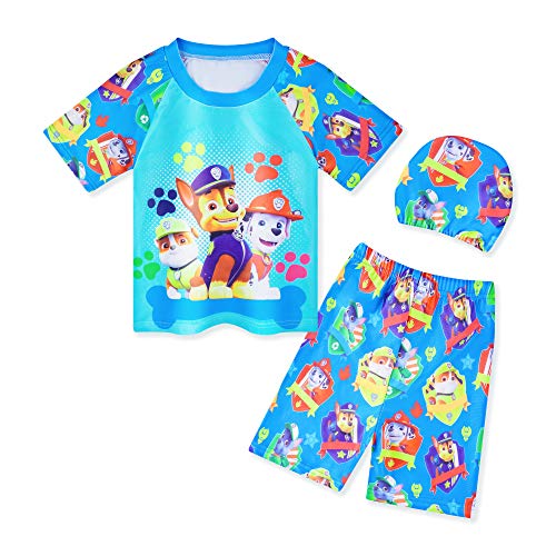 Baby Toddler Boys Two Pieces Swimsuit Set Bathing Suit Rash Guard Swimwear with Cap UPF 50+ Green