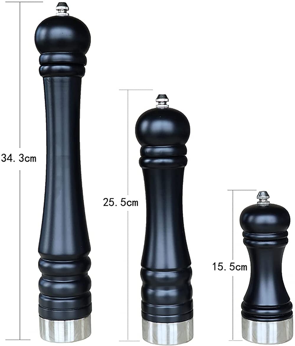 Młynek do pieprzu czarnego, młynek do pieprzu soli morskiej, fantazyjny uchwyt Teppanyaki, ceramiczny rdzeń szlifierski z litego drewna, regulowana grubość - 3 szt