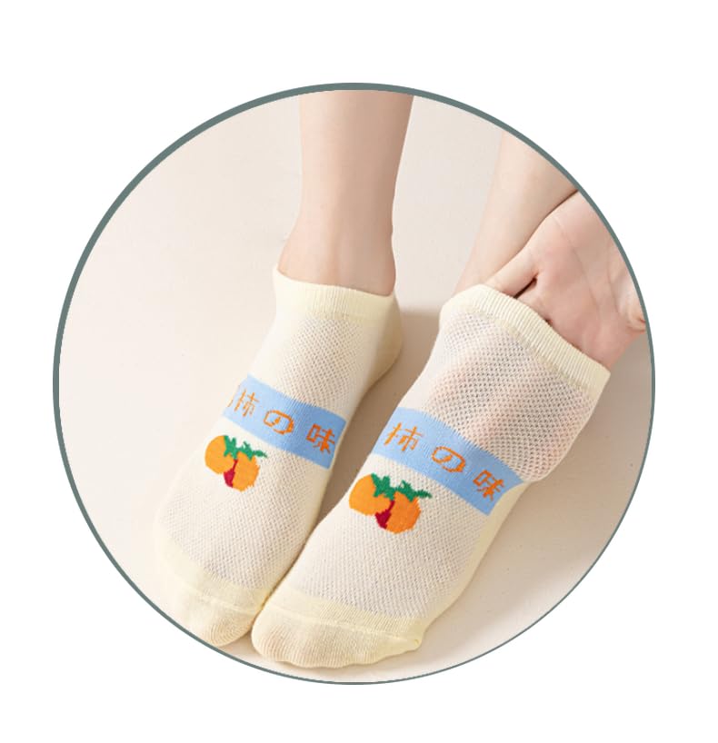5 Pairs Aesthetic Cute Ankle Socks for Women Fruit Design Low Cut No Show Socks4