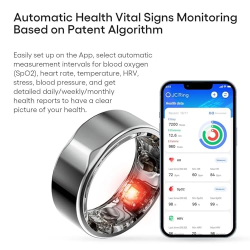 Anello di monitoraggio della salute – Anello intelligente indossabile con monitoraggio dell'ossigeno nel sangue e della frequenza cardiaca, monitoraggio automatico del sonno, monitoraggio fitness