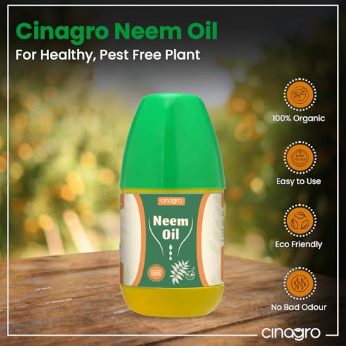 Image of Cinagro Cold Pressed Neem Oil Concentrate (250ml, Makes 60 Litre Spray) Organic, Water-Soluble, Plant Protector, Removes Mealybugs, Fungus & Insect Control for All Plants, Indoor & Outdoor Garden Use