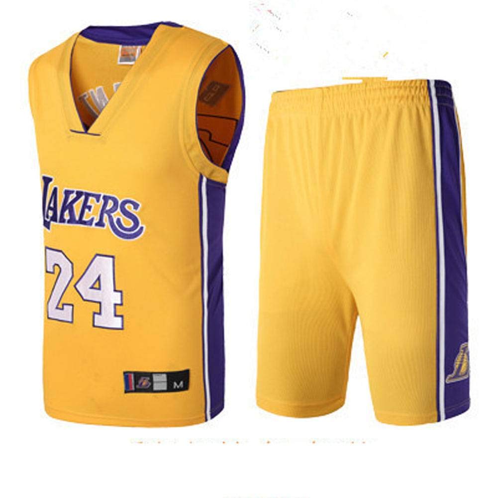 CYY NBA Lakers Kobe 24th, Lakers round-neck Kobe Bryant 24 embroidered jersey Basketball suit basketball training, running, fitness training