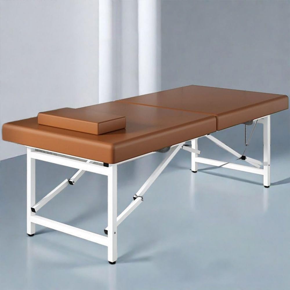 SHGCLKD Portable Folding Massage Table with Headrest, Professional Spa Bed for Therapists, Salon Beauty Treatment, Tattoo, Facial Use(Brown,185x70cm-72.8x27.6in)