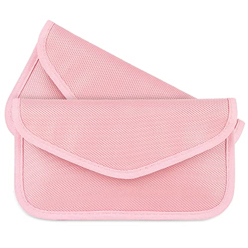 Image of Faraday Key Fob Protector (2 Pack), Premium Faraday Bag /Pouch, Car Key Signal Blocker, Signal Blocking Bag for Cell Phone Privacy P (Pink)