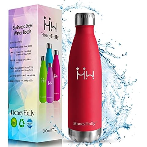 Botella de Agua HoneyHolly de Acero Inoxidable con Aislamiento de Vacío de Doble Pared Cover