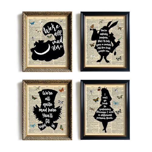 Cheshire Cat Mad Hatter White Rabbit - 11x14 Alice in