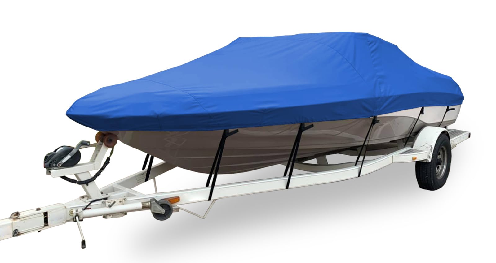 Copertura per Barca Impermeabile, Telo Copri Barche 600D Antipolvere Resistente ai Raggi UV Copribarca Adatto A Scafo A V, Tri-Scafo, Barca da Sci da Pesca,Blu,3.6~4.2m(L) x1.73m(W)