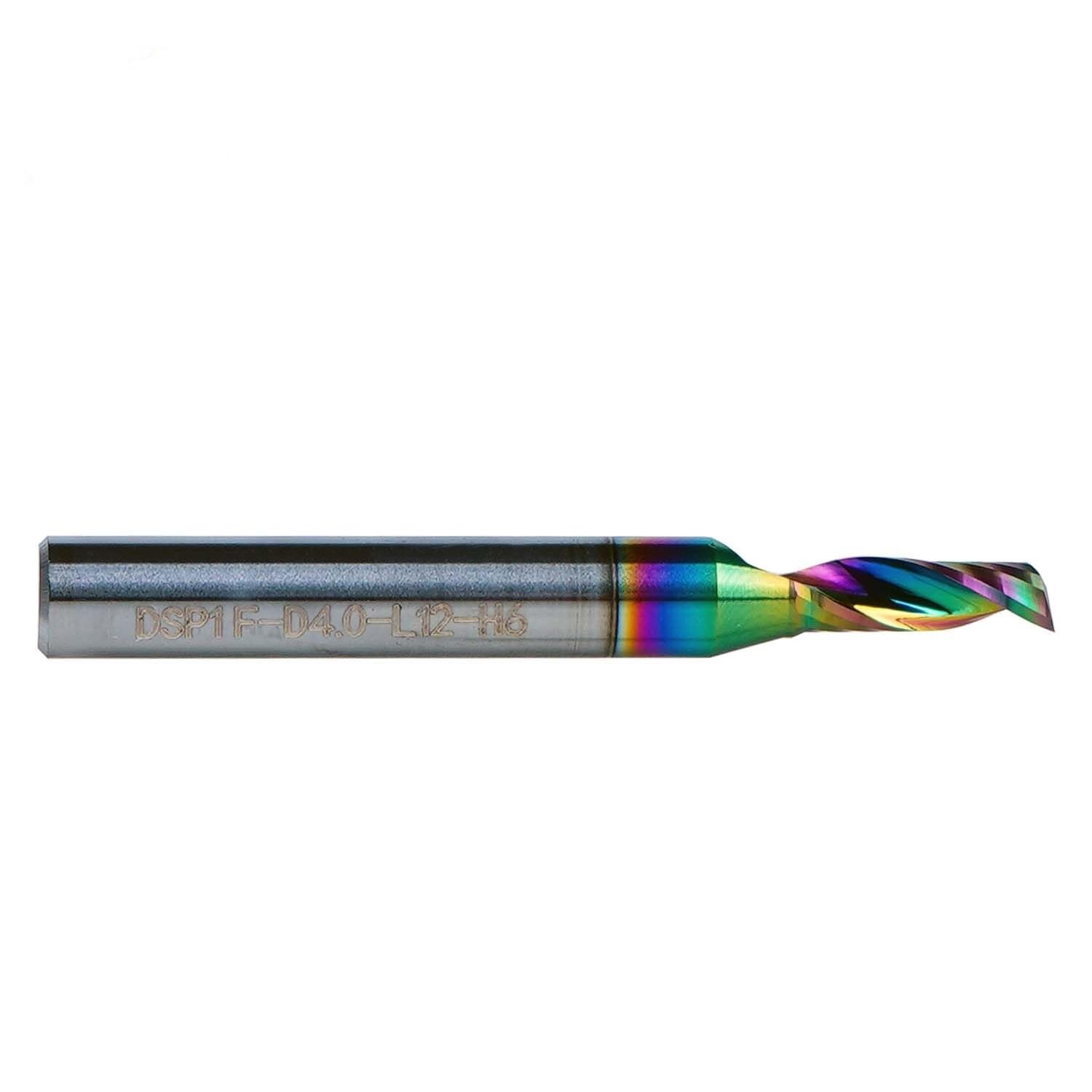 1 szt. 6 mm trzpień O flet spiralny wiertło z węglika wolframu pojedynczy frez końcowy średnica cięcia 2-6 mm powłoka DLC, aluminium 3D grawerowanie CNC (1F-D4.0-L12-H6)