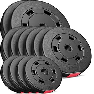 Hop-Sport 60kg Hantelscheiben Set – Kunststoff Gewichte 30/31 mm Bohrung – 2×10; 6×5; 4×2,5 kg