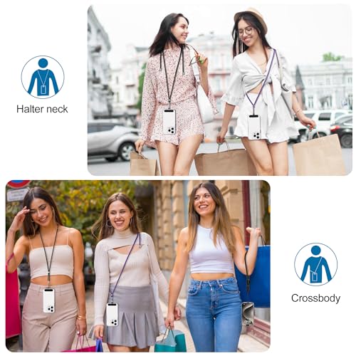 Image of takyu Phone Lanyard, 2 Pack Adjustable Cell Phone Lanyard Crossbody Neck Strap & 2 Pack Wrist Strap with Tether Tabs Compatible for iPhone Android Smartphones- DarkPule Black