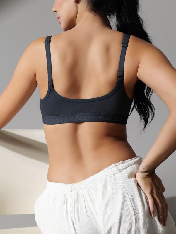 Image of BODYSIZE Cotton Front Open Bra for Women Daily Use | Non-Padded, Non-Wired | Sweat Absorbent Seamless Bra | Full Coverage Regular Wear | Twin Hook Adjuster (Cup Size: B)