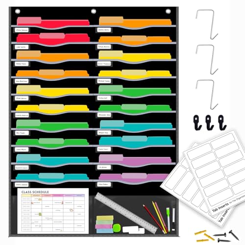 ALSLEA 22 Pockets Hanging Wall File Organizer for Legal/ Letter Size Paper, Over the Door Organizer, 31¾