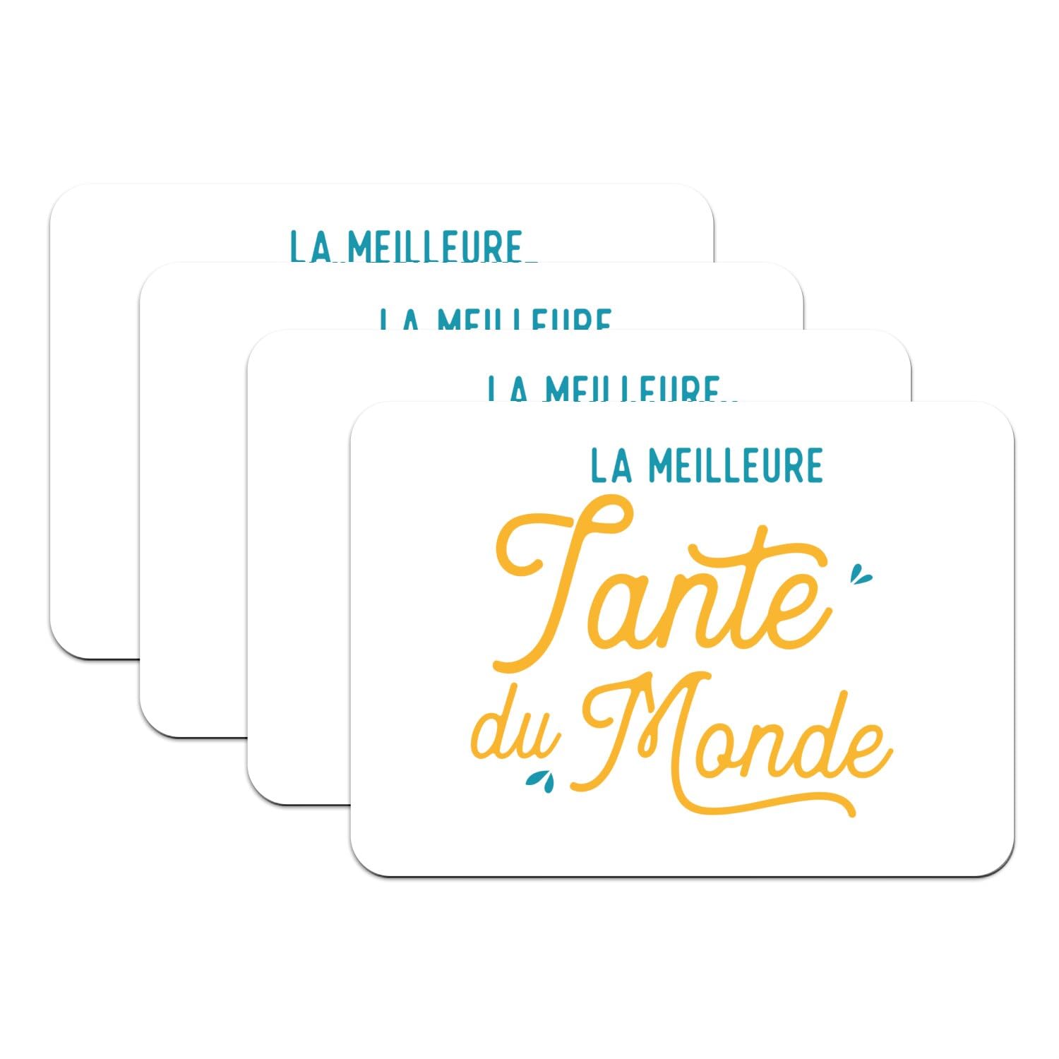Set de table antidérapant en caoutchouc blanc La Meilleure Tante du Monde x4