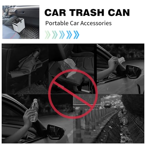 Image of Homelove Car Trash Can, Leak-Proof Waterproof Trash Bin Collapsible Portable Auto Garbage Bag Large Capacity Trashcan Storage Bag Multipurpose Car Organizer Hanging (Light-Gray)