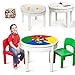RELAX4LIFE Set con Tavolo e 2 Sedie con 300 Pezzi di Costruzioni per Bambini, Tavolino da Gioco con Sabbia e Acqua per Bimbi, Tavolo Multiattività 3 in 1 Double-Face, per Casa e Asilo Nido, Colorato