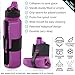 Nomader BPA Free Collapsible Sports Water Bottle - Foldable with Reusable Leak Proof Twist Cap for Gym Travel Hiking Camping and Outdoors - 22 oz (Purple)