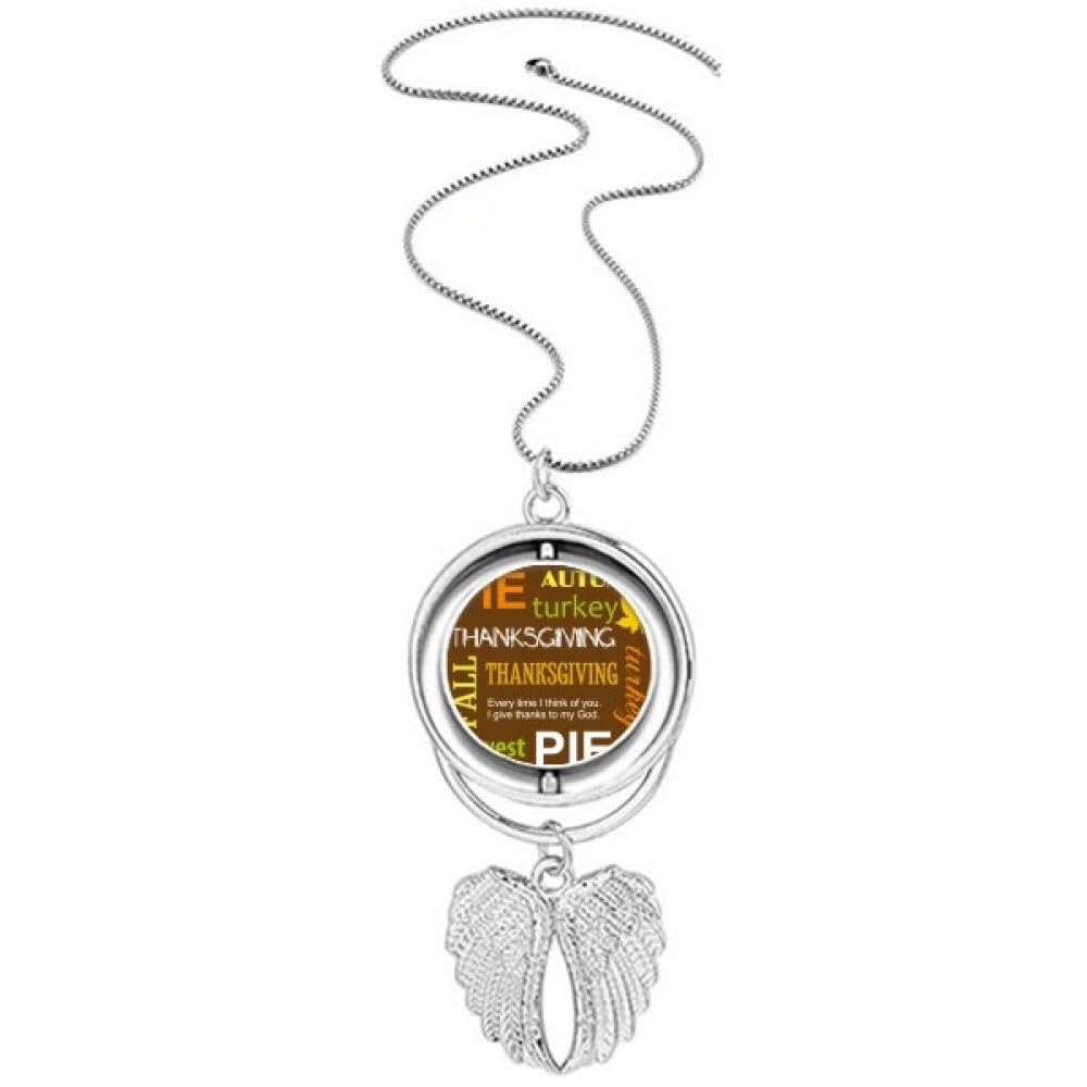 Collier ailes d'ange rotatif pendentif Thanksgiving Autumn Pie - 4