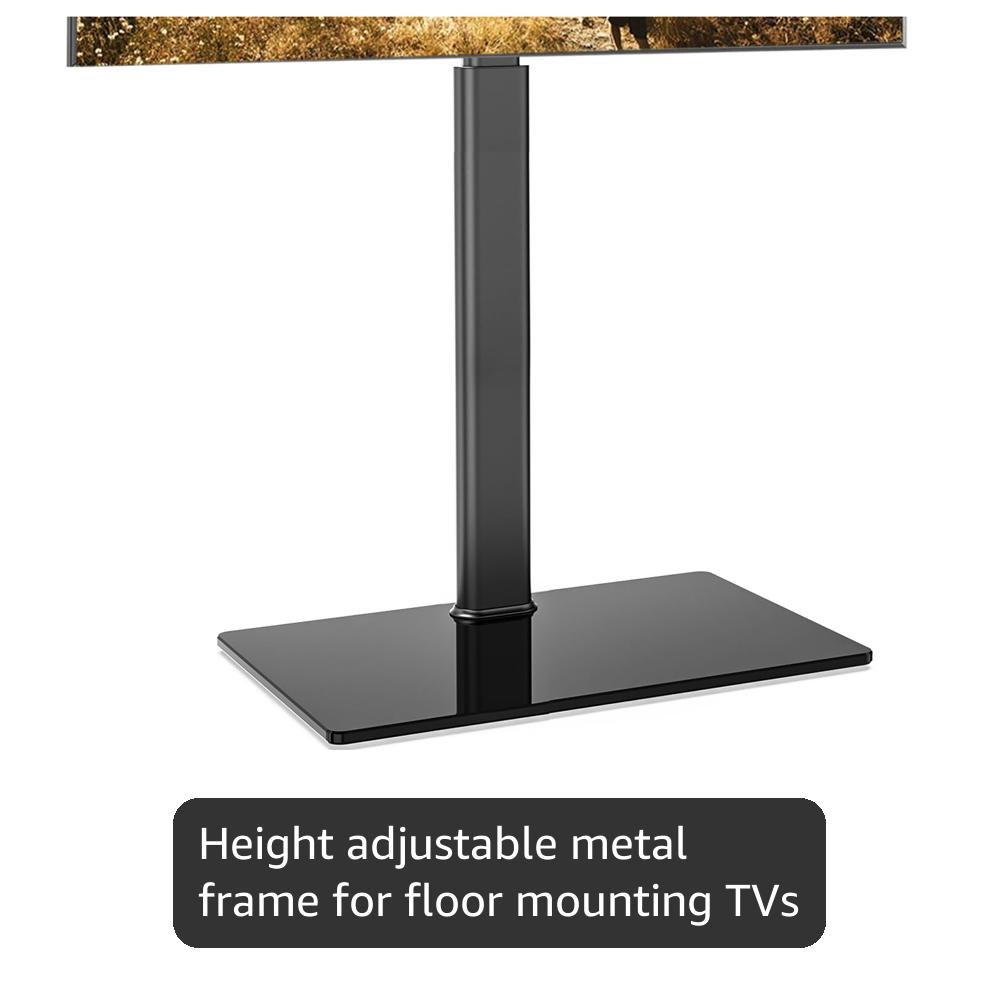 FITUEYES Floor TV Stand for 32 39 40 43 49 50 55 60 Inch TVs, TV Floor Stand with Swivel Mount, Max Holds 66lbs, White Glass Base, Height Adjustable TV Mount for Corner & Bedroom