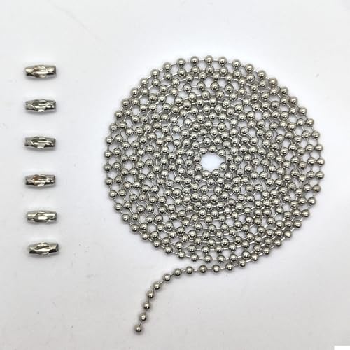 Image of IFNOW Ceiling Fan Pull Chain Metal Fan pull chain extension, ceiling fan chain connector,Diameter 3.2mm 6.5 Feet Long with 6 PCS Connector (Silver)