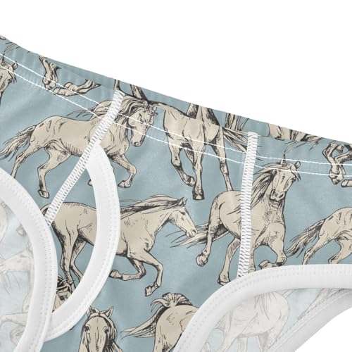 Boys' Underwear Cotton Little Boys Beige Horses Briefs Soft Toddler Underwear 2T-8Y4